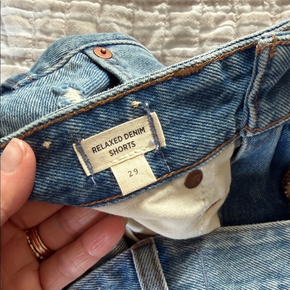 Madewell Light Blue Distressed Jean Shorts - Picture 3 of 3